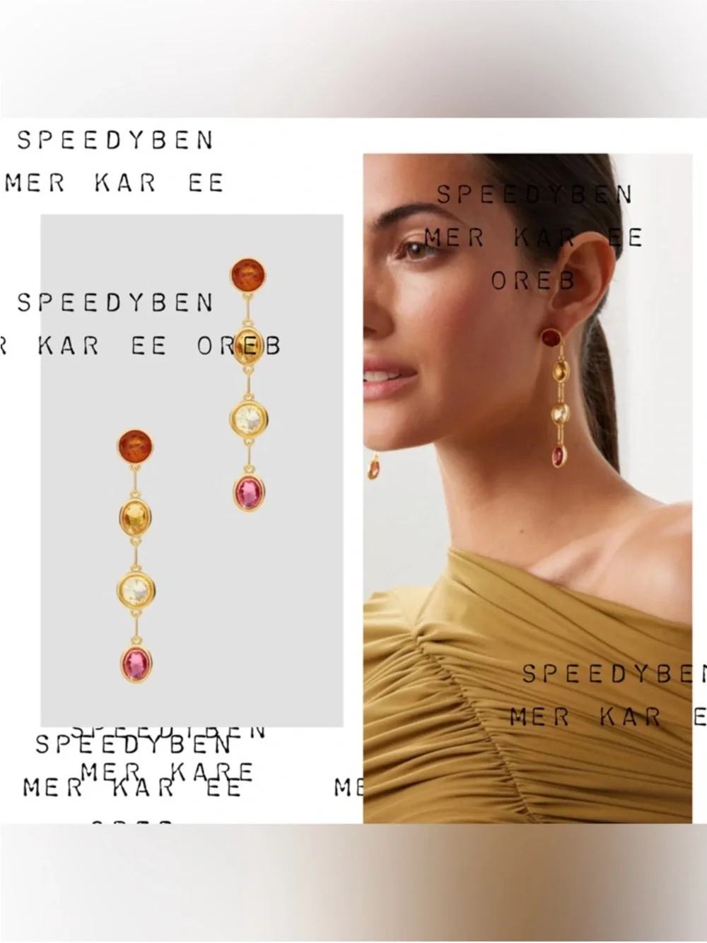 Lizzie Fortunato City Of Gems Earrings Linear Earrings Red Orange
